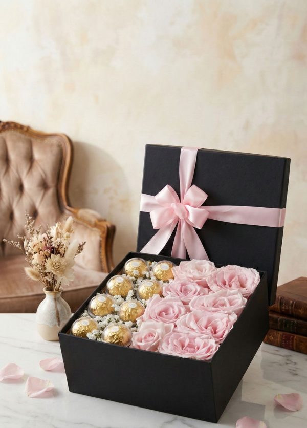 Roses and Chocolate Flower Box 1 Roses and Chocolate Flower Box